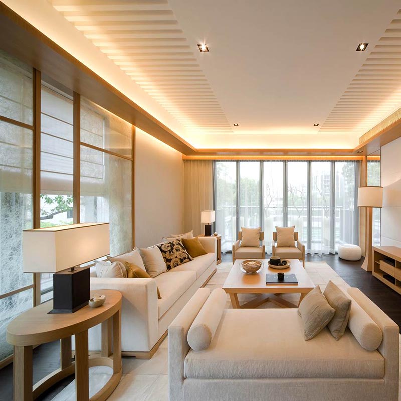 eye-catching-natural-living-rooms-completed-with-stunning-led-lights-above-white-sofa-and-chairs-near-the-wooden-cabinet
