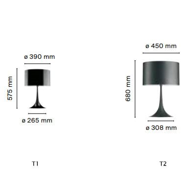 Dimensiones de Lámpara mesa SPUN LIGHT T Flos